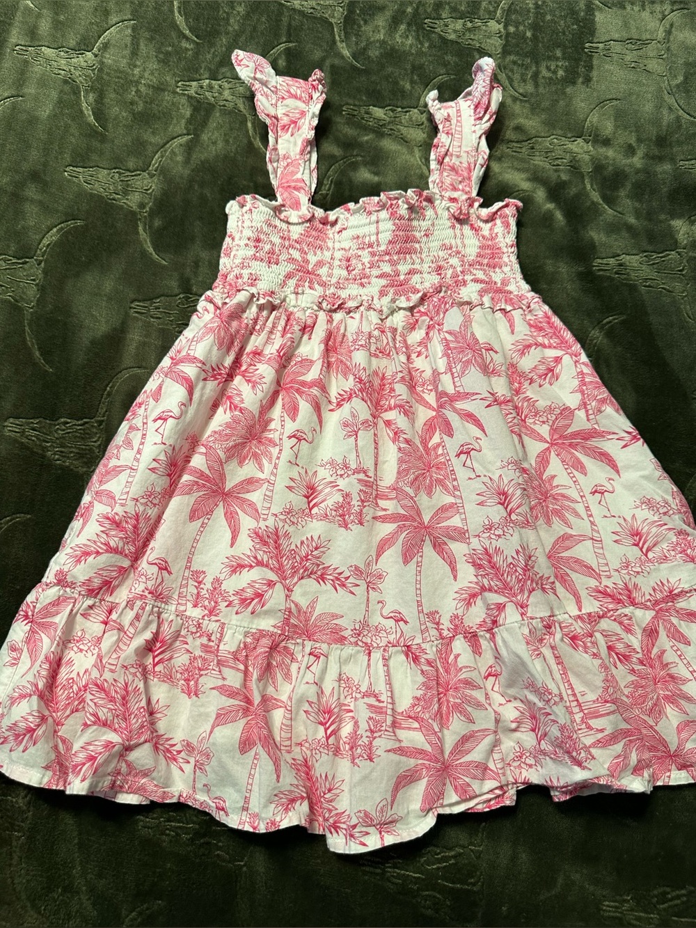 Janie and Jack Pink and White Tropical Print Sundress